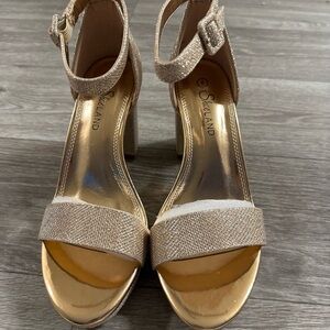 Shoe land Rose gold glitter block heel